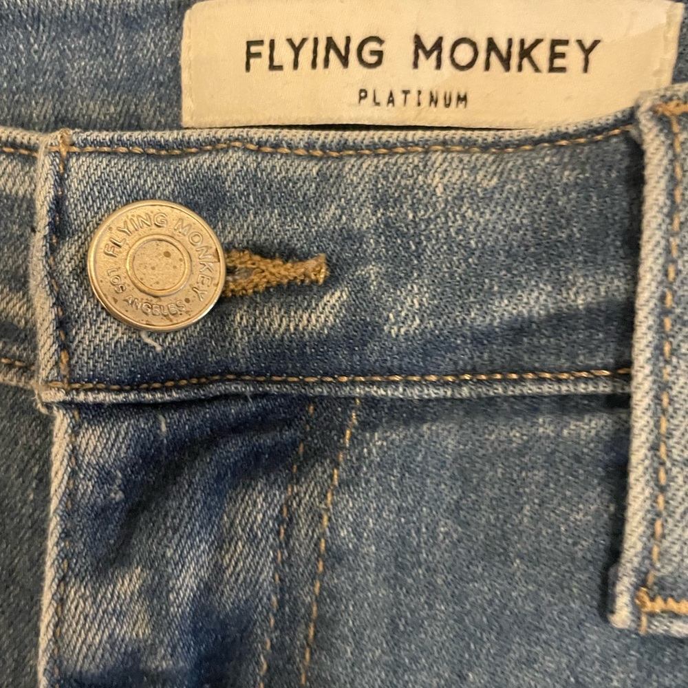 Flying Monkey Mid Rise Skinny Ankle Dark Side Stripe Jeans Size 29 - Picture 9 of 13
